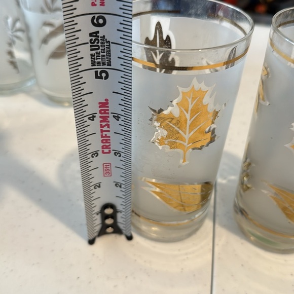 Vintage Glass Pitcher and Tumbler Set with Gold Leaf Design - Picture 2 of 7